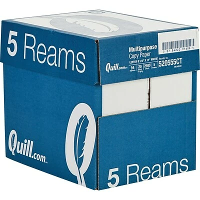 Cheapest 😉 Quill Brand® Copy Paper Quill Brand® 8.5" X 11" Multipurpose Copy Paper, 20 Lbs., 94 Brightness, 500 Sheets/Ream, 5 Reams/Carton (520555) 😀 - Image 2