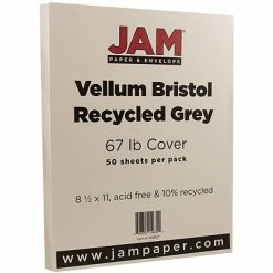 Wholesale 🌟 Card Stock JAM Paper Vellum Bristol 67 Lb. Cardstock Paper, 8.5" X 11", Gray, 50 Sheets/Pack (169827) 🔔