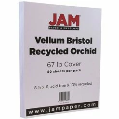 Outlet 🔔 Card Stock JAM Paper Vellum Bristol 67 Lb. Cardstock Paper, 8.5" X 11", Orchid Purple, 50 Sheets/Pack (169829) ❤️