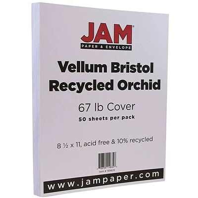 Outlet 🔔 Card Stock JAM Paper Vellum Bristol 67 Lb. Cardstock Paper, 8.5" X 11", Orchid Purple, 50 Sheets/Pack (169829) ❤️