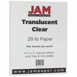 Top 10 ⭐ Colored Paper JAM Paper 8.5" X 11" Translucent Clear Vellum Paper, 28 Lbs., 70 Brightness, 100 Sheets/Pack (1263) 🔥