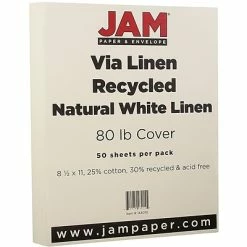 Cheap 🔔 Jam® Strathmore Cover Cardstock JAM Paper® Strathmore Cardstock, 8.5 X 11, 80lb Natural White Linen, 50/pack (144010) 👏