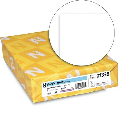 Best Pirce 🛒 Neenah Paper Resume/Cotton Letterhead Paper CLASSIC CREST® Writing Paper, 8 1/2" X 11", 24 Lb., Smooth Finish, Avon Brilliant White, 500/Ream (01338) 🎁 - Image 2