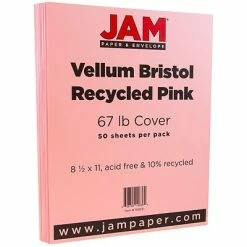 Best Pirce 🛒 Card Stock JAM Paper Vellum Bristol 67 Lb. Cardstock Paper, 8.5" X 11", Pink, 50 Sheets/Pack (169831) 🌟