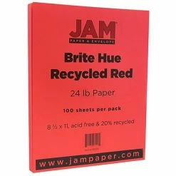 New 👏 JAM Paper® Smooth Colored Paper, 24 Lbs., 8.5" X 11", Red Recycled, 100 Sheets/Pack (151023) ❤️