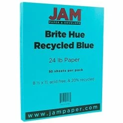 Best deal ⭐ JAM Paper® Smooth Colored Paper, 24 Lbs., 8.5 X 11, Blue Recycled, 50 Sheets/Pack (101592A) 🤩