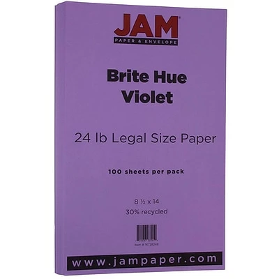 Best deal 👏 JAM Paper® Smooth Colored Paper, 24 Lbs., 8.5" X 14", Violet Purple Recycled, 100 Sheets/Pack (16728248) 👍