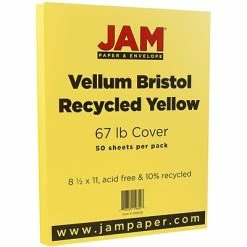 Best deal 🌟 Card Stock JAM Paper Vellum Bristol 67 Lb. Cardstock Paper, 8.5" X 11", Yellow, 50 Sheets/Pack (169838) 🔥