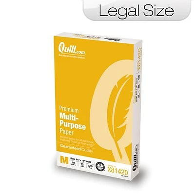 Best Sale ✔️ Quill Brand® Premium Multi-Purpose Paper Quill Brand® 8.5" X 14" Premium Multi-Purpose Paper, 20 Lbs., 97 Brightness, 500 Sheets/Ream (40434) 🎉