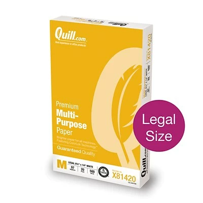Best Sale ✔️ Quill Brand® Premium Multi-Purpose Paper Quill Brand® 8.5" X 14" Premium Multi-Purpose Paper, 20 Lbs., 97 Brightness, 500 Sheets/Ream (40434) 🎉 - Image 2
