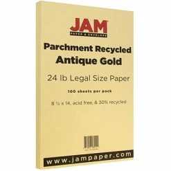 Brand new ✨ Jam® Parchment Recycled Cover Cardstock JAM Paper® Parchment Colored Paper, 24 Lbs., 8.5" X 14", Antique Gold Recycled, 100 Sheets/Pack (17132140) 💯