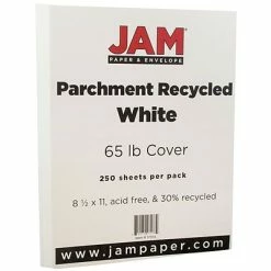 Brand new 🔔 Jam® Parchment Recycled Cover Cardstock JAM Paper Parchment 65 Lb. Cardstock Paper, 8.5" X 11", White, 250 Sheets/Ream (171114B) 👏