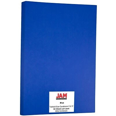 Top 10 ⭐ Jam® Cardstock Paper JAM Paper® Ledger 65lb Colored Cardstock, Tabloid Size, 11" X 17", Presidential Blue Recycled, 50 Sheets/Pack (16728477) ✔️