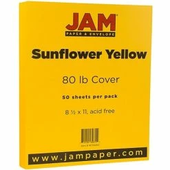 Wholesale 😉 Jam® Cardstock Paper JAM Paper® Matte Cardstock, 8.5 X 11, 80lb Sunflower Yellow, 50/pack (16729203) 😉