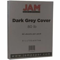 Brand new ⭐ Jam® Texture Cover Cardstock JAM Paper 80 Lb. Cardstock Paper, 8.5" X 11", Dark Gray, 50 Sheets/Pack (26396471) ✔️