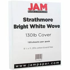 Coupon 🎉 Jam® Strathmore Cover Cardstock JAM Paper Strathmore 130 Lb. Cardstock Paper, 8.5" X 11", Bright White, 125 Sheets/Ream (1196723B) 🤩