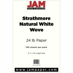 Hot Sale ⌛ Colored Paper JAM Paper® Strathmore Legal Paper - 8.5" X 14" - 24lb Natural White Wove - 100/pack 🎉