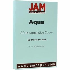 Best Pirce 😍 Jam® Cardstock Paper JAM Paper® Matte Legal Cardstock, 8.5 X 14, 80lb Aqua Blue, 50/pack (16729312) 🎁
