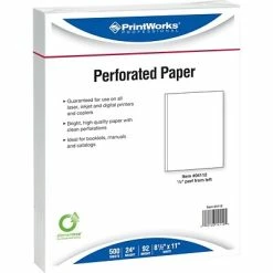 New 👍 Printworks Professional Printworks® Professional Papers Printworks® Professional 8 1/2" X 11" 24 Lbs. Perforated At 1/2" Paper, White, 2500/Case 💯