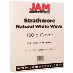 Deals 👏 Jam® Strathmore Cover Cardstock JAM Paper® Extra Heavy Stiff Strathmore Cardstock, 8.5 X 11, 130lb Strathmore Natural White Wove, 125/ream (1196724B) 👏