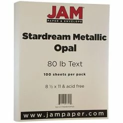 Wholesale 😍 JAM Paper Metallic Colored Paper, 32 Lbs., 8.5" X 11", Opal Ivory Stardream, 100 Sheets/Pack (173SD8511OP120) 🤩