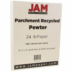 Wholesale 😍 Copy & Multipurpose Paper JAM Paper® Parchment Colored Paper, 24 Lbs., 8.5" X 11", Pewter Gray Recycled, 100 Sheets/Pack (171118) ⌛