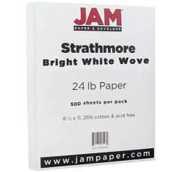 Wholesale 🎉 Copy & Multipurpose Paper JAM Paper® Strathmore Paper - 8.5" X 11" - 24 Lb. Bright White Wove - 500/box 😉