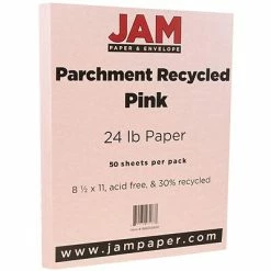Top 10 🔔 JAM Paper® Parchment Colored Paper, 24 Lbs., 8.5 X 11, Pink Recycled, 50 Sheets/Pack (96600900A) ❤️