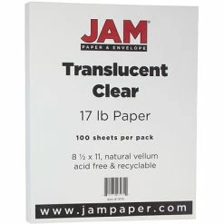 Best deal 😀 Colored Paper JAM Paper 8.5" X 11" Translucent Clear Vellum Paper, 17 Lbs., 70 Brightness, 100 Sheets/Pack (1379) ❤️