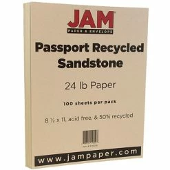 Best Pirce 👏 Copy & Multipurpose Paper JAM Paper® Smooth Colored Paper, 24 Lbs., 8.5" X 11", Passport Sandstone Brown, 100 Sheets/Pack (878006) ✔️