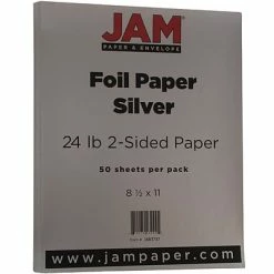 Outlet ⌛ JAM Paper® 2-Sided Foil Colored Paper, 24 Lbs., 8.5" X 11", Silver, 50 Sheets/Pack (1683737) 🌟