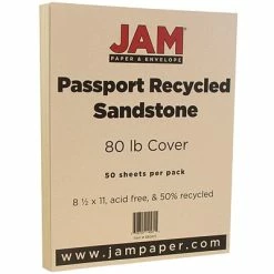 Hot Sale 🌟 Card Stock JAM Paper® Recycled Cardstock, 8.5 X 11, 80lb Sandstone Ivory, 50/pack (880615) 👍
