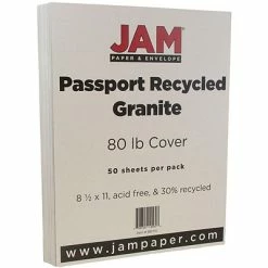 Best Pirce 😍 Jam® Smooth Recycled Cardstock JAM Paper 80 Lb. Cardstock Paper, 8.5" X 11", Granite Silver, 50 Sheets/Pack (881715) 🥰