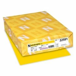 Hot Sale ❤️ Copy & Printer Paper Wausau Astrobrights Colored Paper, 60 Lbs., 8.5" X 11", Sunburst Yellow, 500 Sheets/Ream (WAU22591) ❤️
